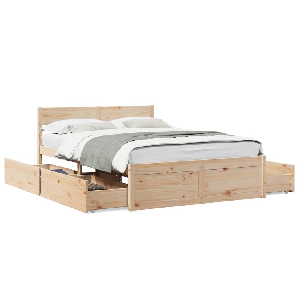 Bedframe zonder matras massief grenenhout 135x190 cm is nu te koop bij PeponiXL, paradijselijk wonen!