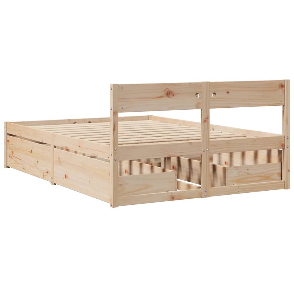 Bedframe zonder matras massief grenenhout 135x190 cm is nu te koop bij PeponiXL, paradijselijk wonen!