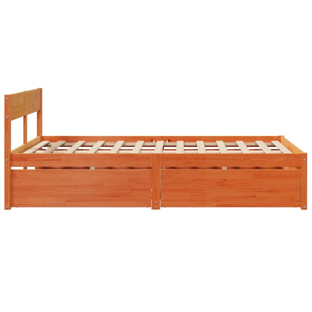 Bedframe zonder matras massief grenenhout wasbruin 135x190 cm is nu te koop bij PeponiXL, paradijselijk wonen!