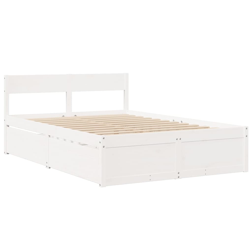 Bedframe zonder matras massief grenenhout wit 120x190 cm is nu te koop bij PeponiXL, paradijselijk wonen!