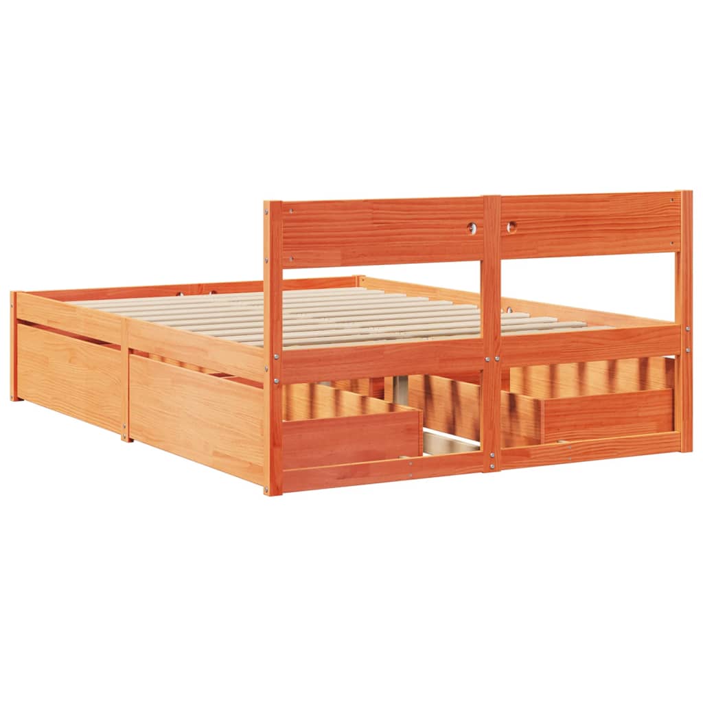 Bedframe zonder matras massief grenenhout wasbruin 120x190 cm is nu te koop bij PeponiXL, paradijselijk wonen!