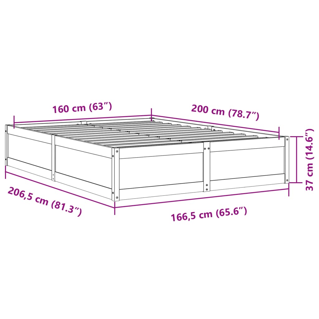 Bedframe zonder matras massief grenenhout wasbruin 160x200 cm is nu te koop bij PeponiXL, paradijselijk wonen!