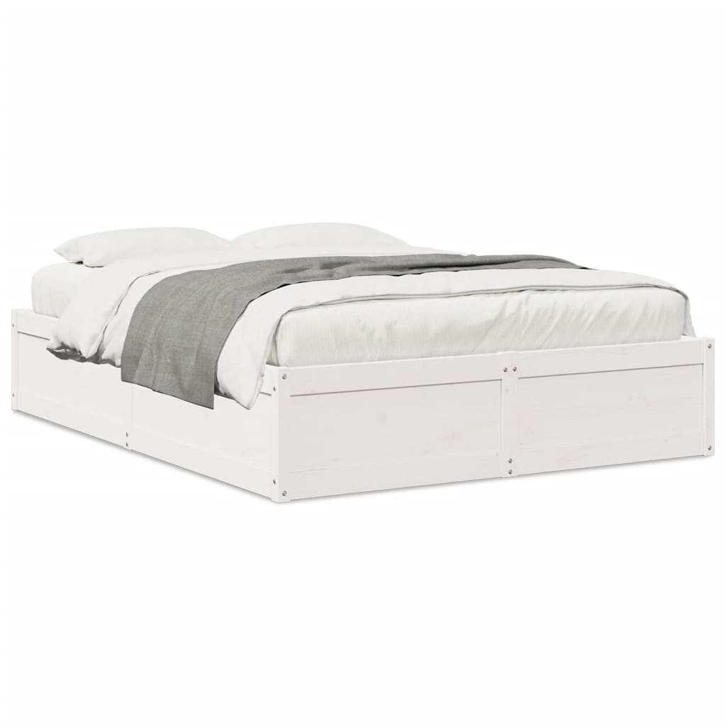 Bedframe zonder matras massief grenenhout wit 140x190 cm is nu te koop bij PeponiXL, paradijselijk wonen!