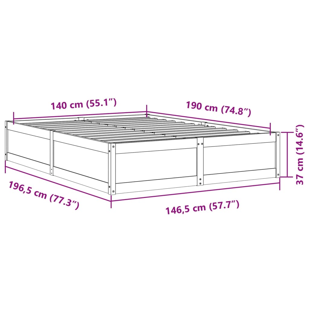 Bedframe zonder matras massief grenenhout wit 140x190 cm is nu te koop bij PeponiXL, paradijselijk wonen!
