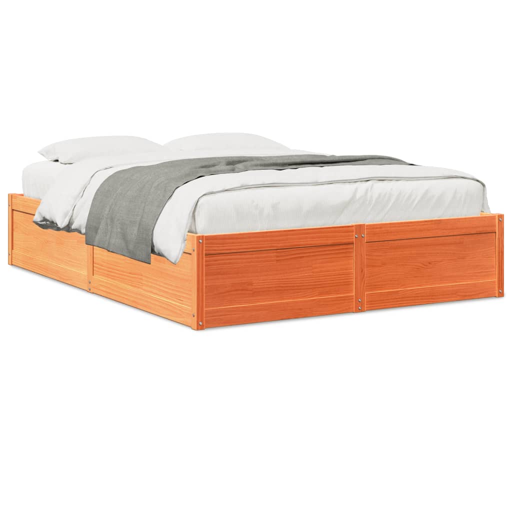 Bed met matras massief grenenhout wasbruin 140x190 cm is nu te koop bij PeponiXL, paradijselijk wonen!