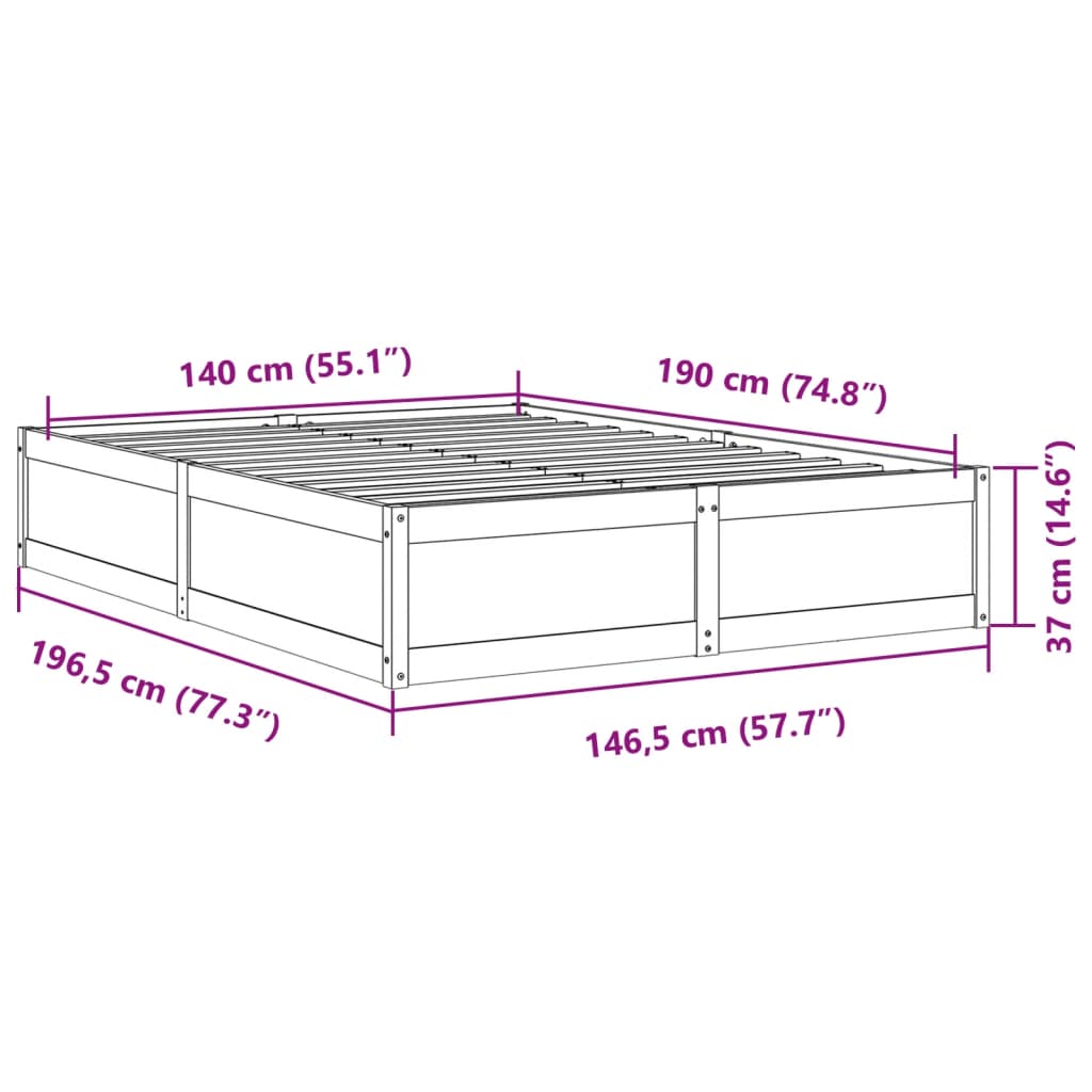 Bed met matras massief grenenhout wasbruin 140x190 cm is nu te koop bij PeponiXL, paradijselijk wonen!