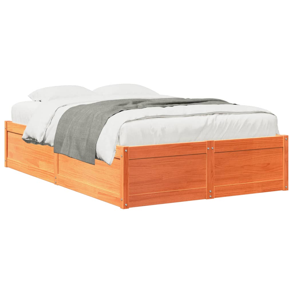 Bedframe zonder matras massief grenenhout wasbruin 135x190 cm is nu te koop bij PeponiXL, paradijselijk wonen!