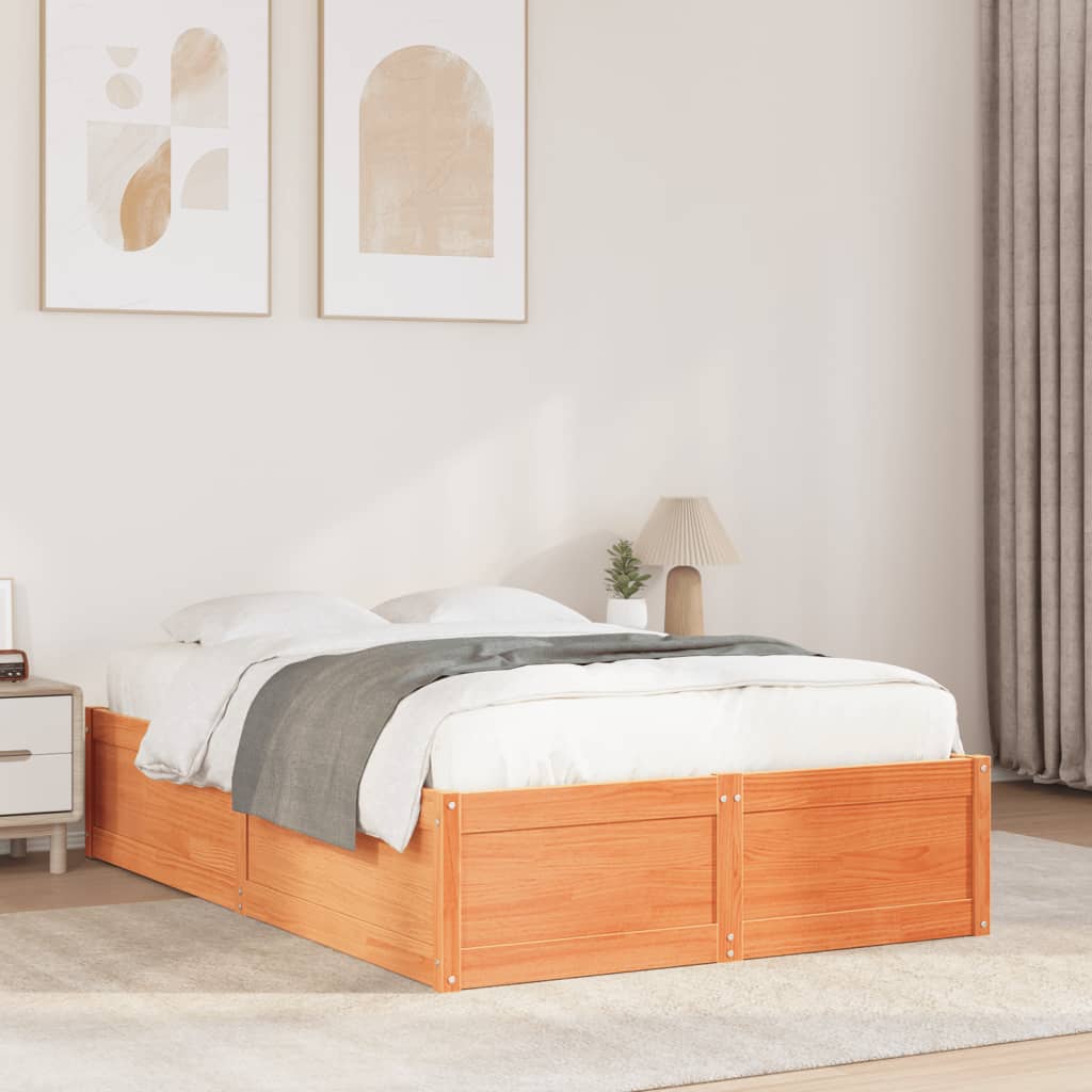 Bedframe zonder matras massief grenenhout wasbruin 135x190 cm is nu te koop bij PeponiXL, paradijselijk wonen!