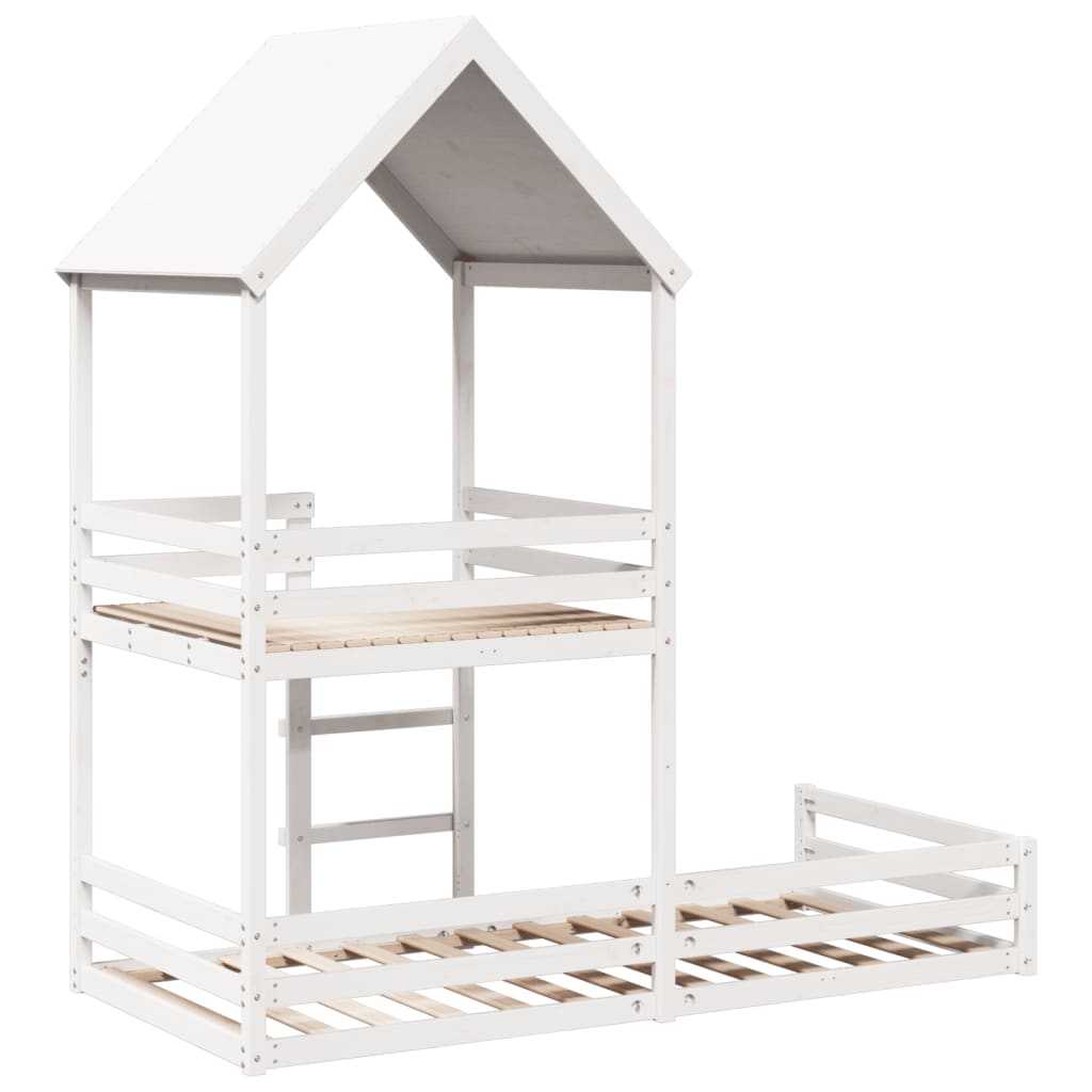 Kinderbed met huisje massief grenenhout wit 80x200 cm is nu te koop bij PeponiXL, paradijselijk wonen!