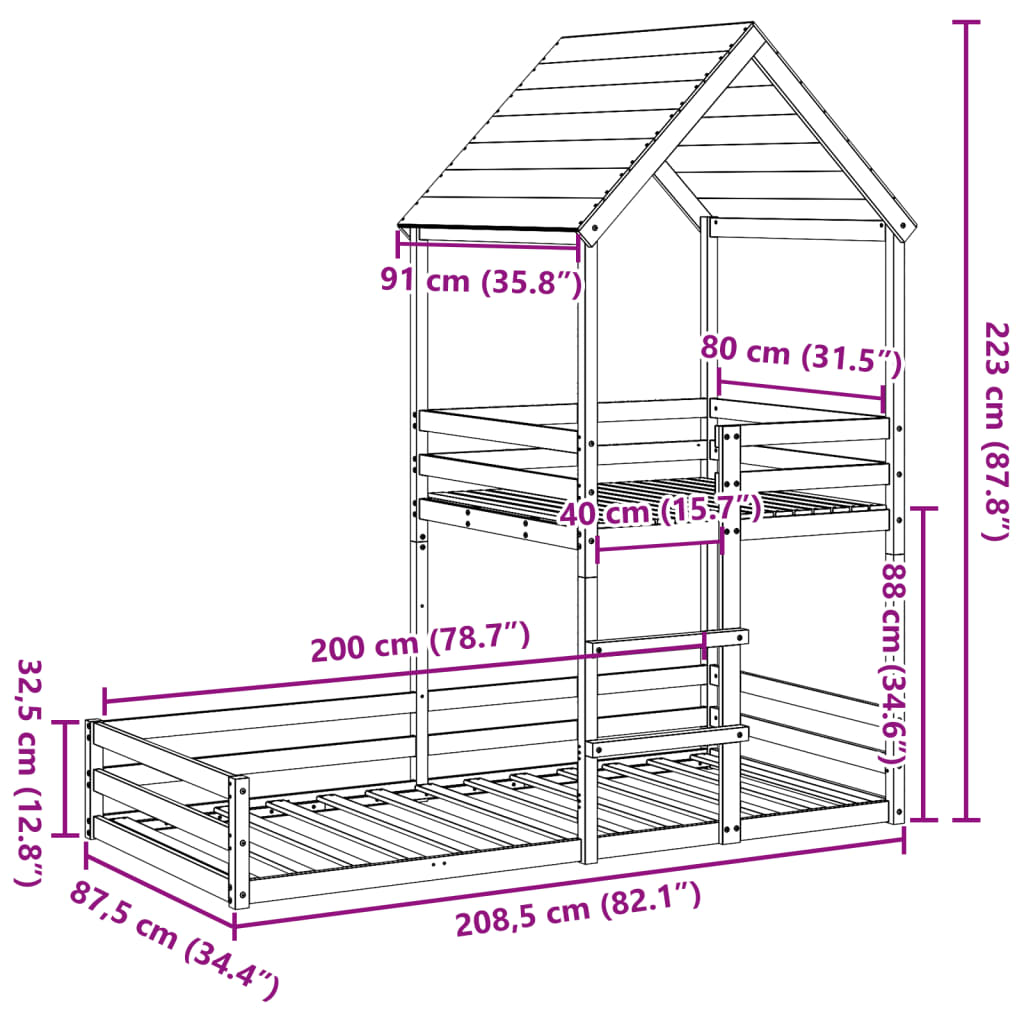 Kinderbed met huisje massief grenenhout wit 80x200 cm is nu te koop bij PeponiXL, paradijselijk wonen!