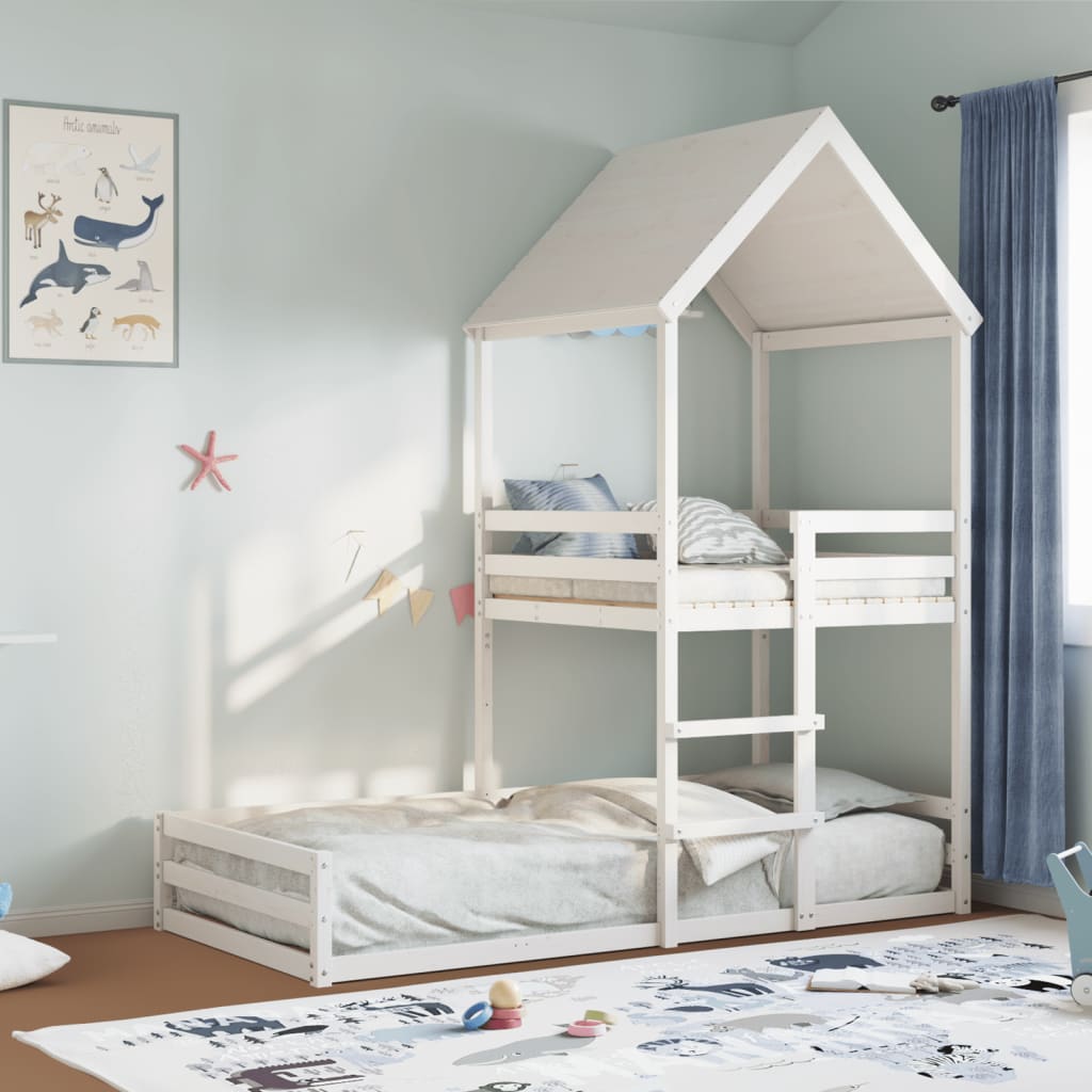 Kinderbed met huisje massief grenenhout wit 80x200 cm is nu te koop bij PeponiXL, paradijselijk wonen!