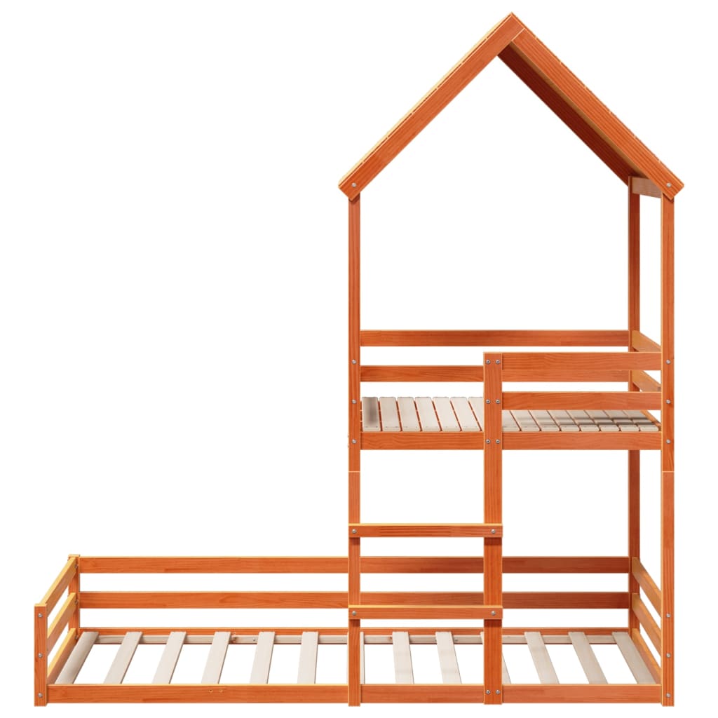 Kinderbed met huisje massief grenenhout wasbruin 80x200 cm is nu te koop bij PeponiXL, paradijselijk wonen!
