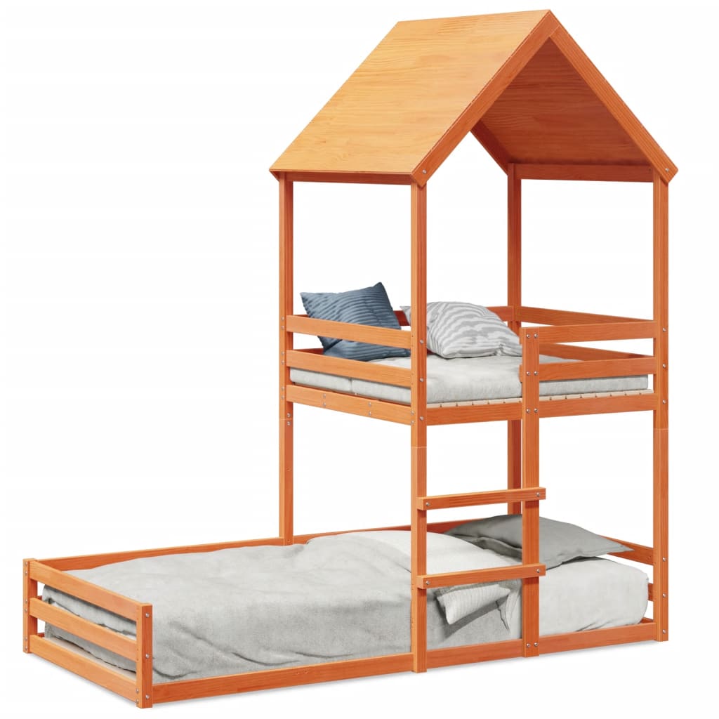 Kinderbed met huisje massief grenenhout wasbruin 80x200 cm is nu te koop bij PeponiXL, paradijselijk wonen!