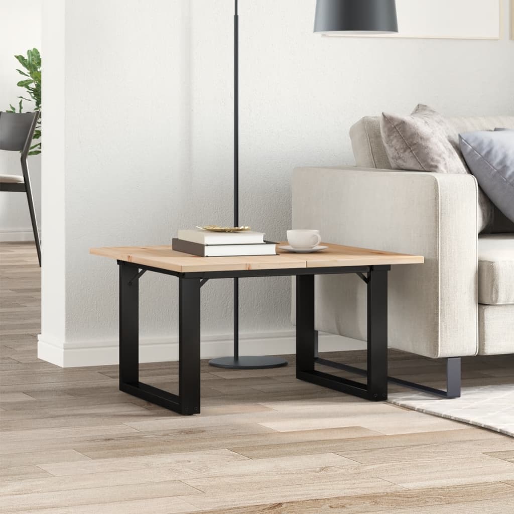 Salontafel O-frame 70x70x40 cm massief grenenhout en staal is nu te koop bij PeponiXL, paradijselijk wonen!