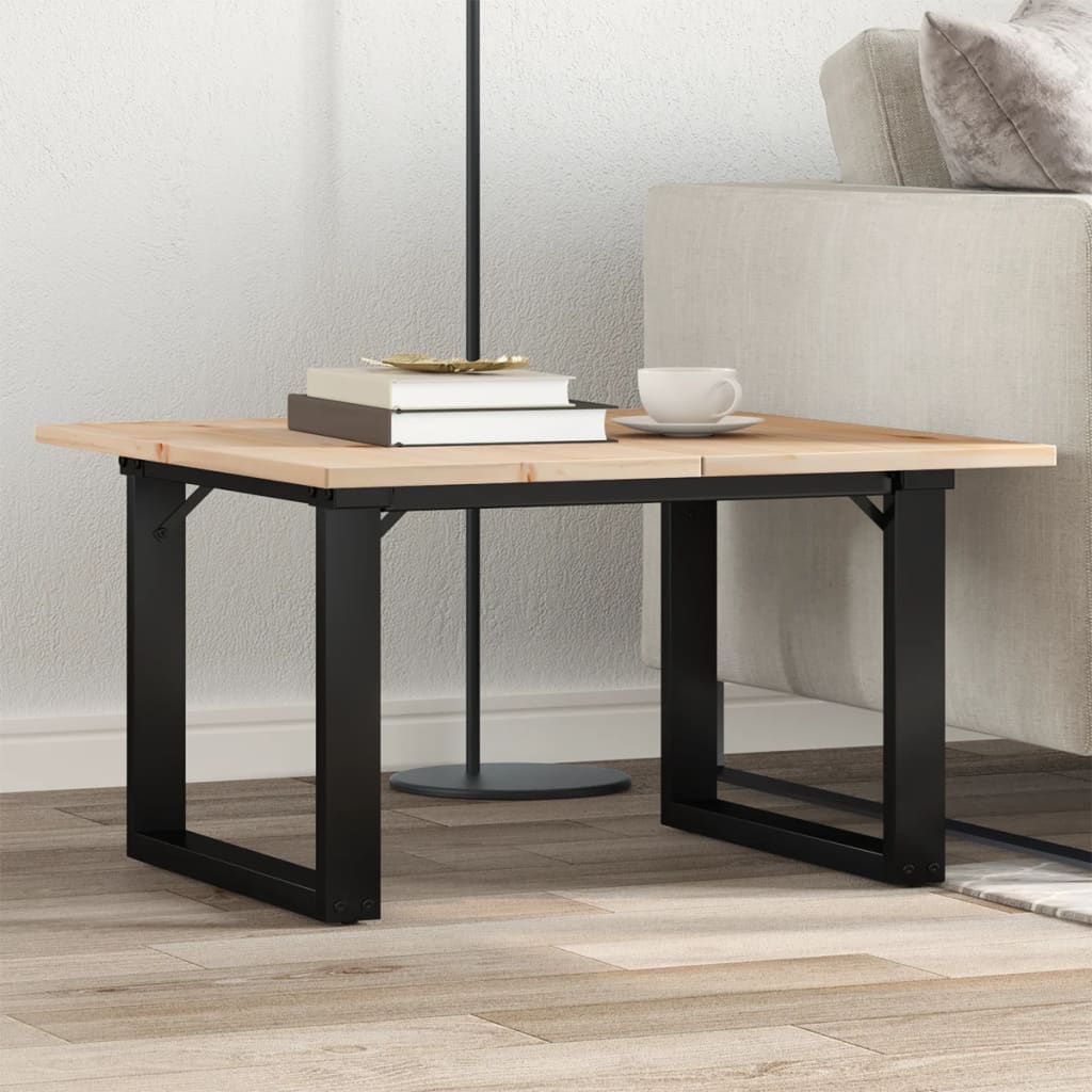 Salontafel O-frame 70x70x40 cm massief grenenhout en staal is nu te koop bij PeponiXL, paradijselijk wonen!