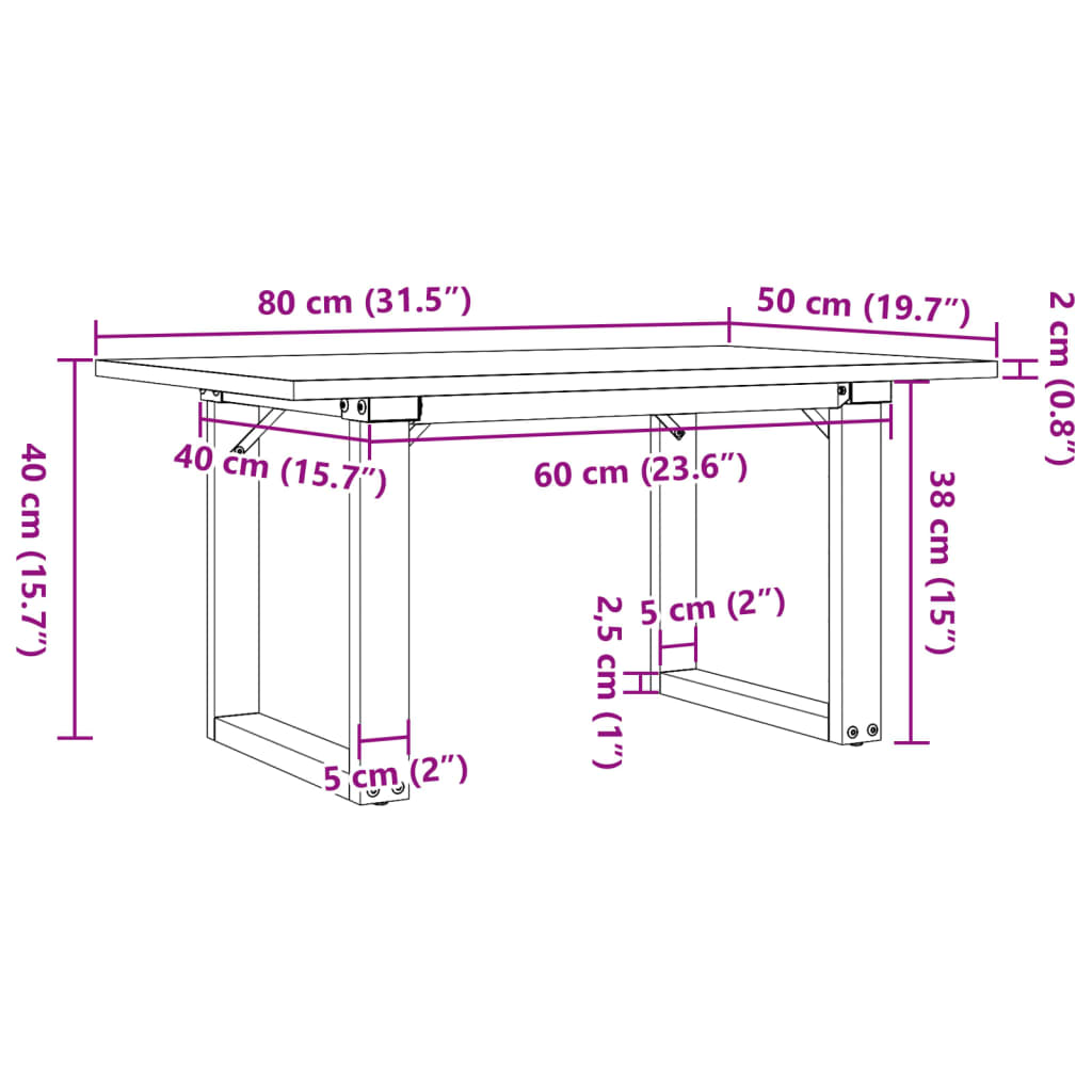Salontafel O-frame 80x50x40 cm massief grenenhout en staal is nu te koop bij PeponiXL, paradijselijk wonen!