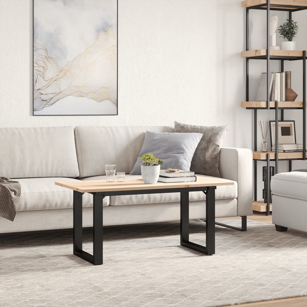 Salontafel O-frame 90x40x45 cm massief grenenhout en staal is nu te koop bij PeponiXL, paradijselijk wonen!