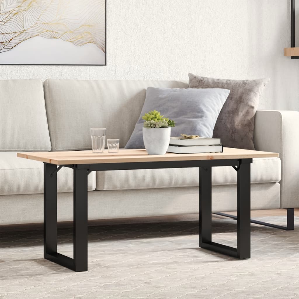 Salontafel O-frame 90x40x45 cm massief grenenhout en staal is nu te koop bij PeponiXL, paradijselijk wonen!