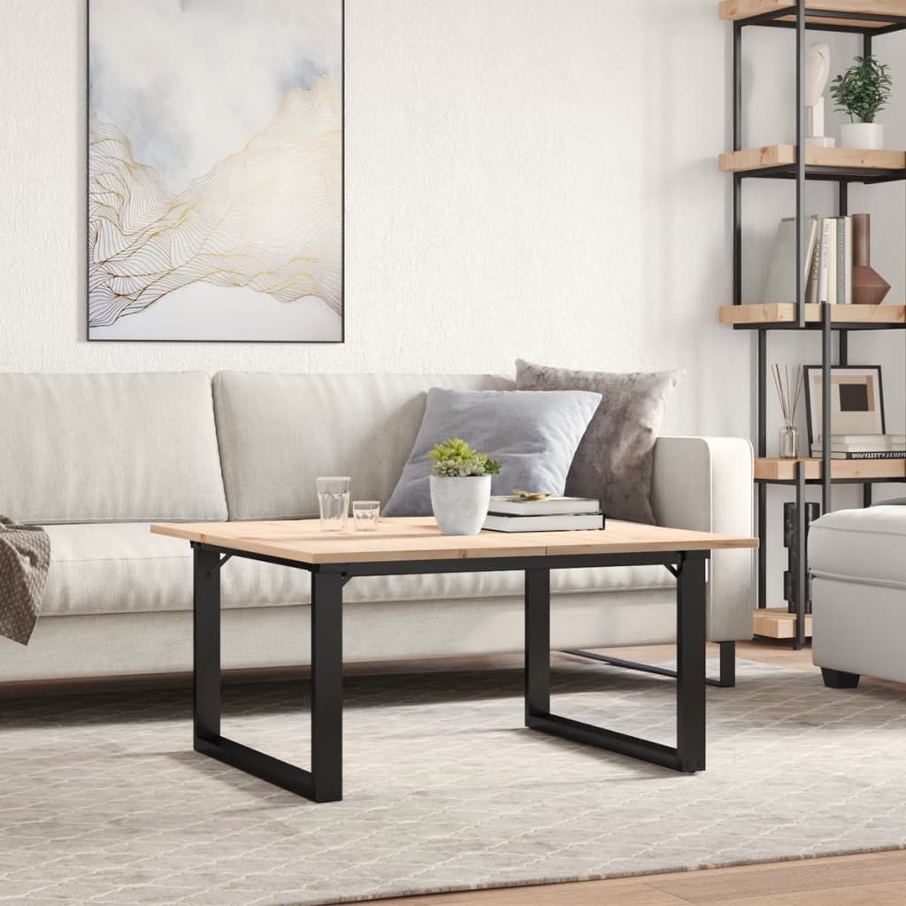 Salontafel O-frame 90x90x45 cm massief grenenhout en staal is nu te koop bij PeponiXL, paradijselijk wonen!