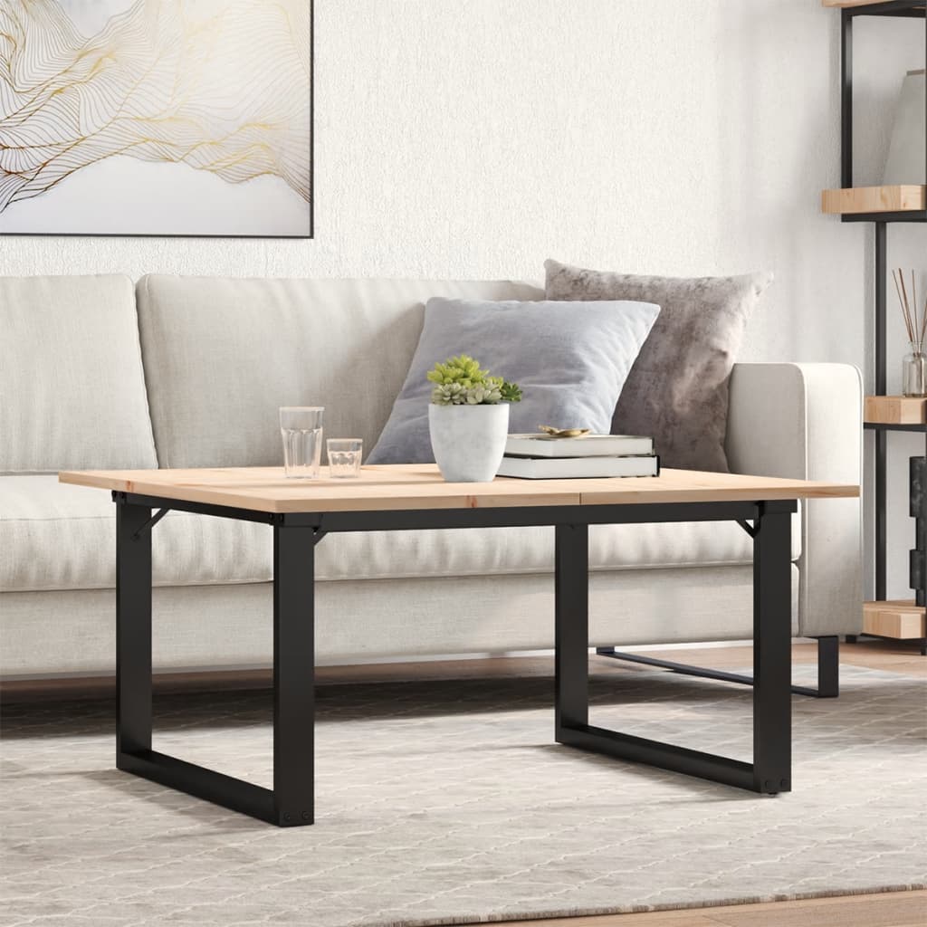 Salontafel O-frame 90x90x45 cm massief grenenhout en staal is nu te koop bij PeponiXL, paradijselijk wonen!