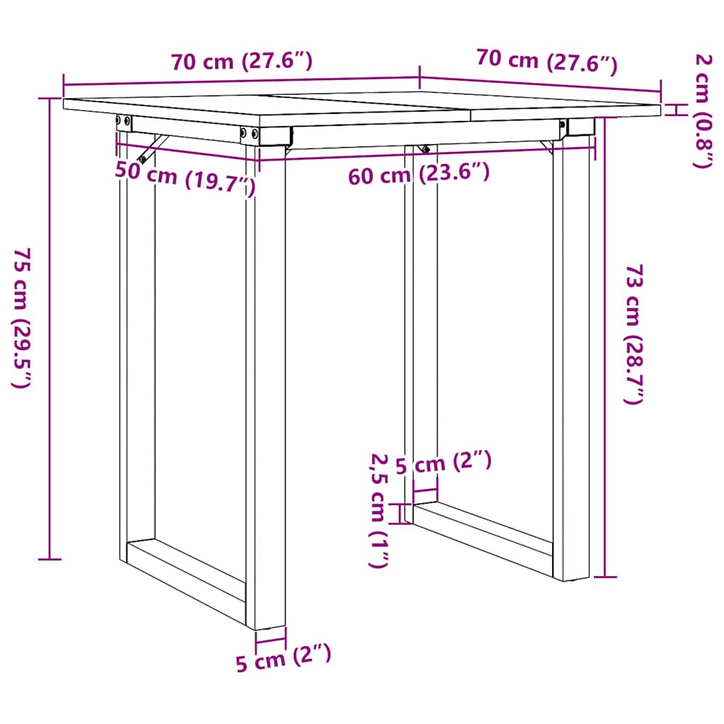 Eettafel O-frame 70x70x75 cm massief grenenhout en staal is nu te koop bij PeponiXL, paradijselijk wonen!
