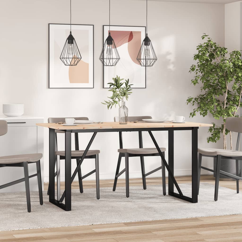 Eettafel O-frame 140x80x75 cm massief grenenhout en staal is nu te koop bij PeponiXL, paradijselijk wonen!