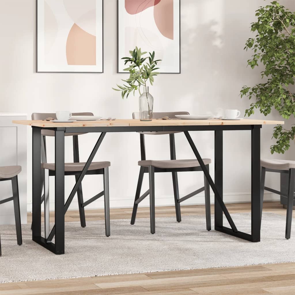 Eettafel O-frame 140x80x75 cm massief grenenhout en staal is nu te koop bij PeponiXL, paradijselijk wonen!