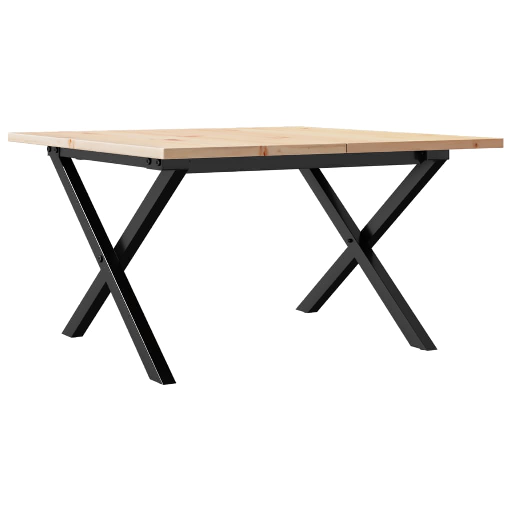 Salontafel X-frame 60x60x40 cm massief grenenhout en staal is nu te koop bij PeponiXL, paradijselijk wonen!