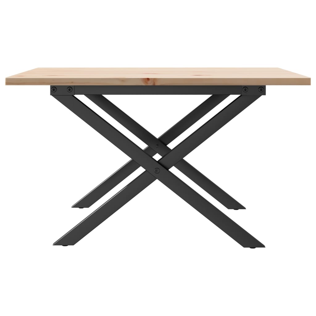 Salontafel X-frame 60x60x40 cm massief grenenhout en staal is nu te koop bij PeponiXL, paradijselijk wonen!