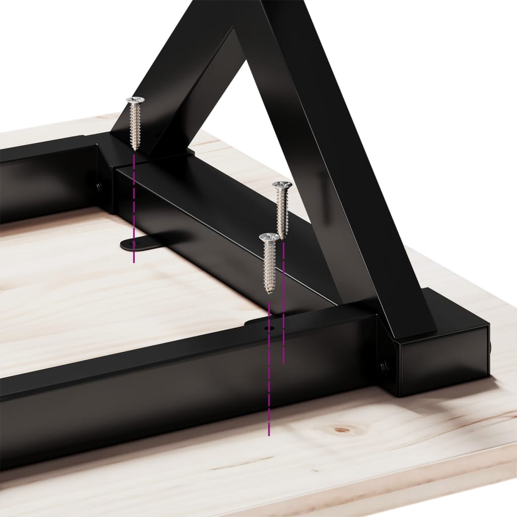 Salontafel X-frame 60x60x40 cm massief grenenhout en staal is nu te koop bij PeponiXL, paradijselijk wonen!