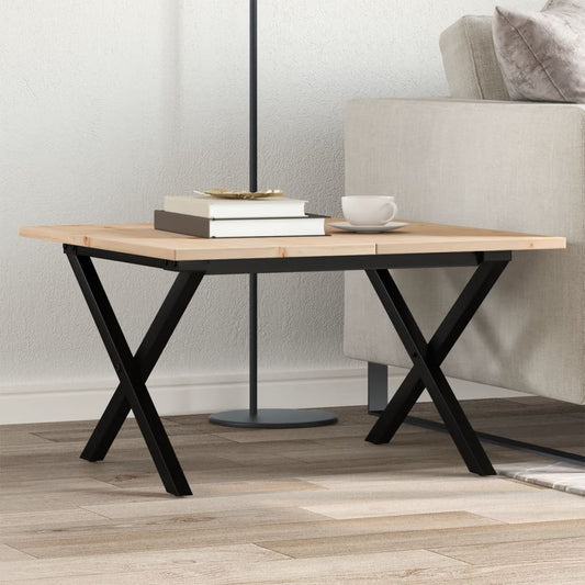 Salontafel X-frame 60x60x40 cm massief grenenhout en staal is nu te koop bij PeponiXL, paradijselijk wonen!