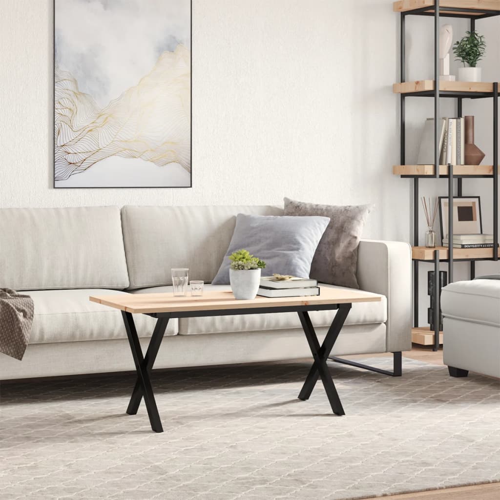 Salontafel X-frame 90x40x45 cm massief grenenhout en staal is nu te koop bij PeponiXL, paradijselijk wonen!