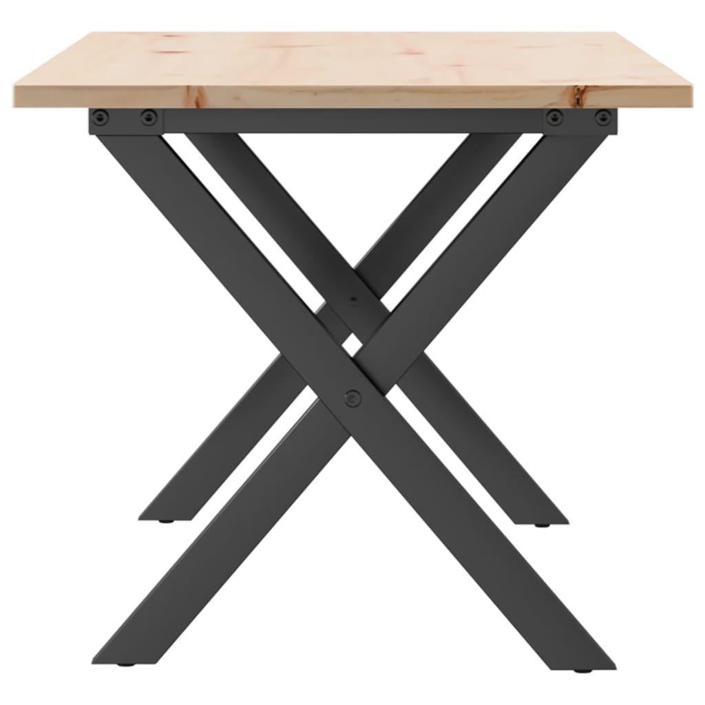 Salontafel X-frame 90x40x45 cm massief grenenhout en staal is nu te koop bij PeponiXL, paradijselijk wonen!