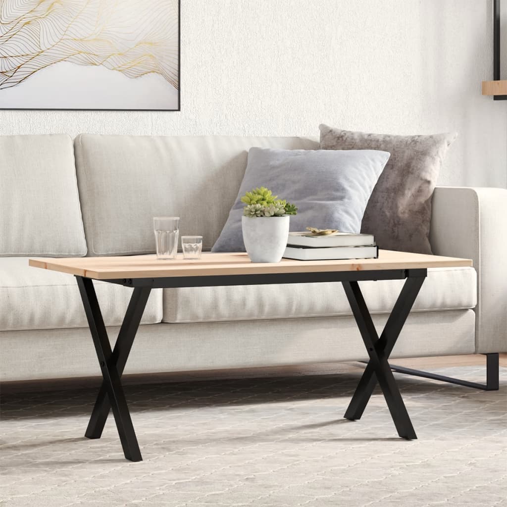 Salontafel X-frame 90x40x45 cm massief grenenhout en staal is nu te koop bij PeponiXL, paradijselijk wonen!