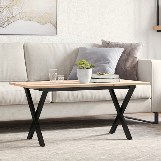 Salontafel X-frame 90x40x45 cm massief grenenhout en staal is nu te koop bij PeponiXL, paradijselijk wonen!