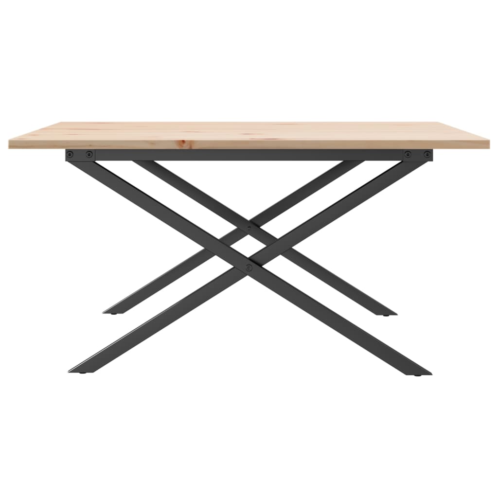 Salontafel X-frame 90x90x45 cm massief grenenhout en staal is nu te koop bij PeponiXL, paradijselijk wonen!