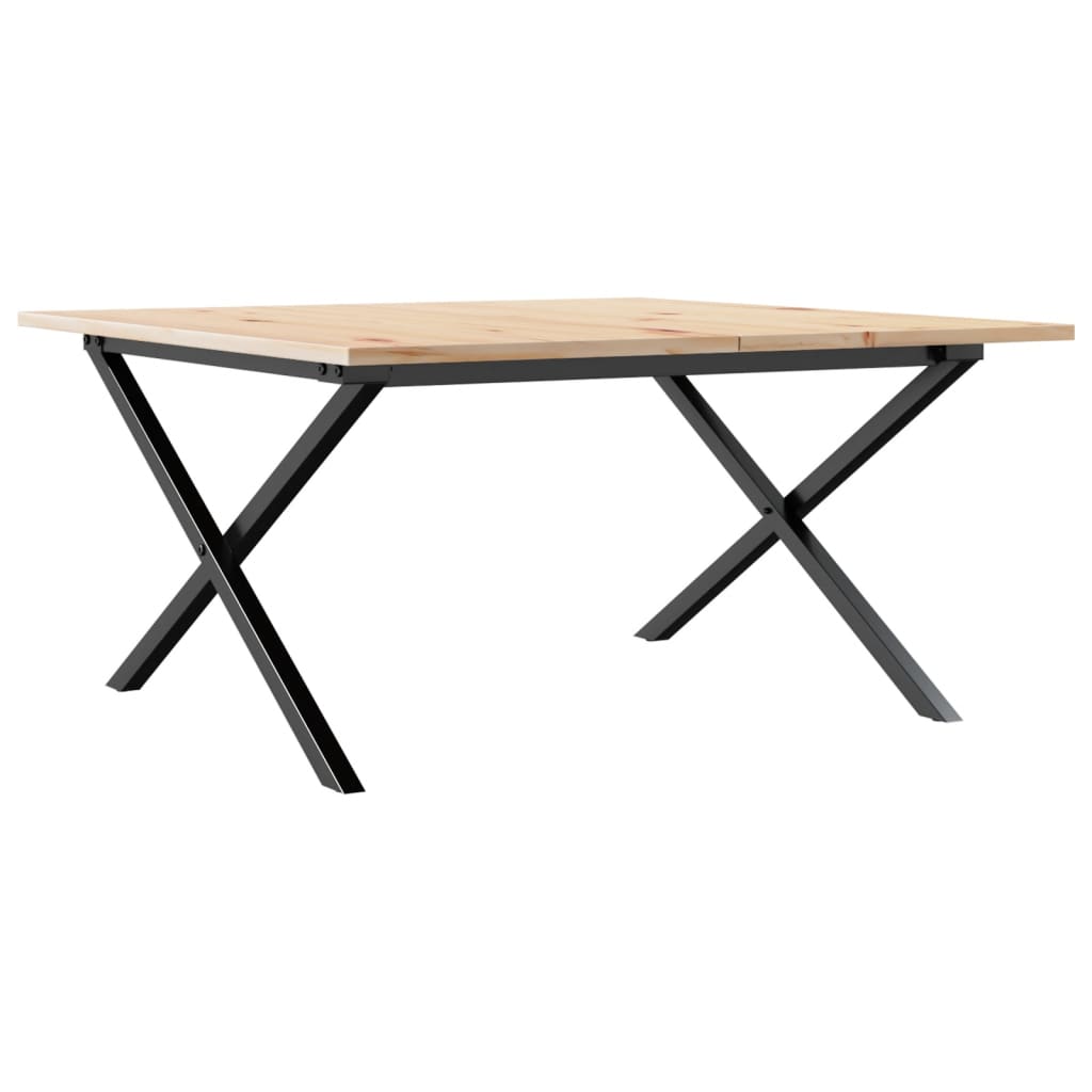 Salontafel X-frame 90x90x45 cm massief grenenhout en staal is nu te koop bij PeponiXL, paradijselijk wonen!