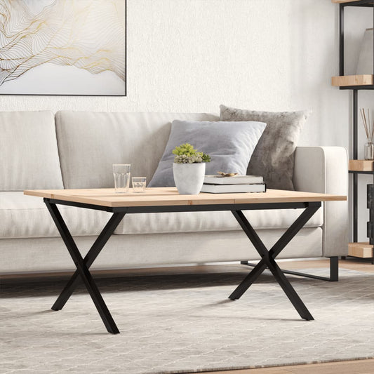 Salontafel X-frame 90x90x45 cm massief grenenhout en staal is nu te koop bij PeponiXL, paradijselijk wonen!