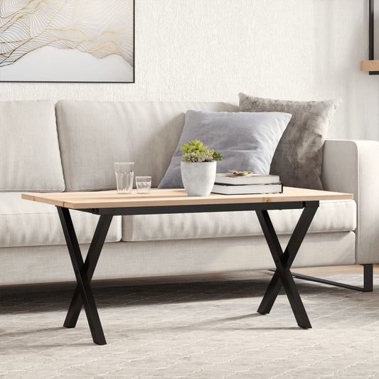 Salontafel X-frame 100x50x45 cm massief grenenhout en staal is nu te koop bij PeponiXL, paradijselijk wonen!