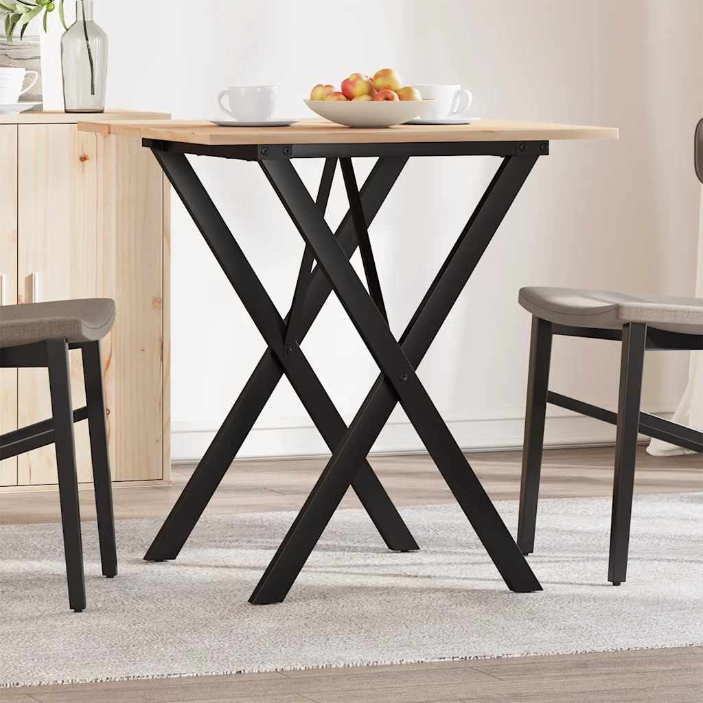Eettafel X-frame 70x70x75 cm massief grenenhout en staal is nu te koop bij PeponiXL, paradijselijk wonen!