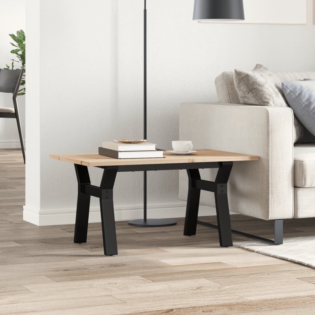 Salontafel Y-frame 80x50x40 cm massief grenenhout en staal is nu te koop bij PeponiXL, paradijselijk wonen!