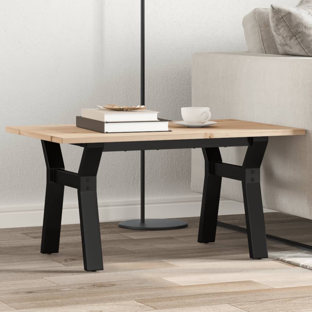 Salontafel Y-frame 80x50x40 cm massief grenenhout en staal is nu te koop bij PeponiXL, paradijselijk wonen!