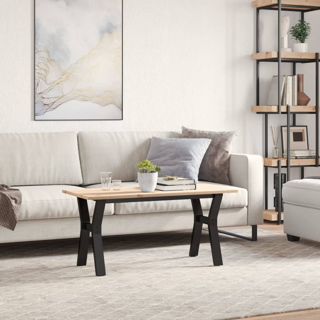 Salontafel Y-frame 100x50x45 cm massief grenenhout en staal is nu te koop bij PeponiXL, paradijselijk wonen!