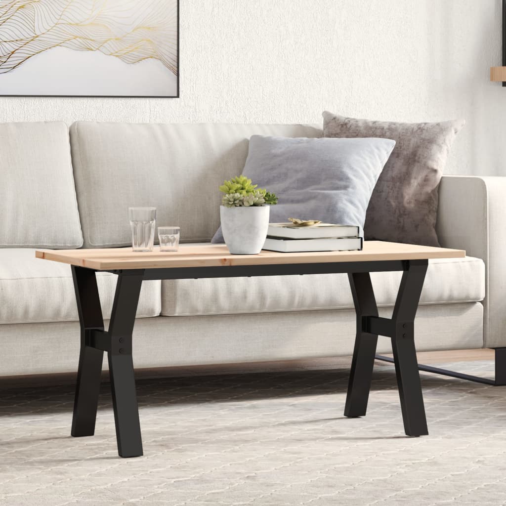 Salontafel Y-frame 100x50x45 cm massief grenenhout en staal is nu te koop bij PeponiXL, paradijselijk wonen!