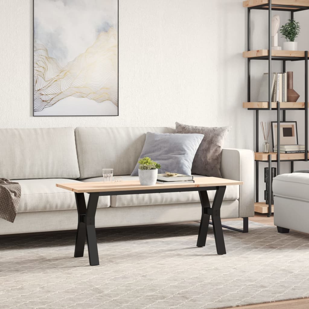 Salontafel Y-frame 110x40x45 cm massief grenenhout en staal is nu te koop bij PeponiXL, paradijselijk wonen!