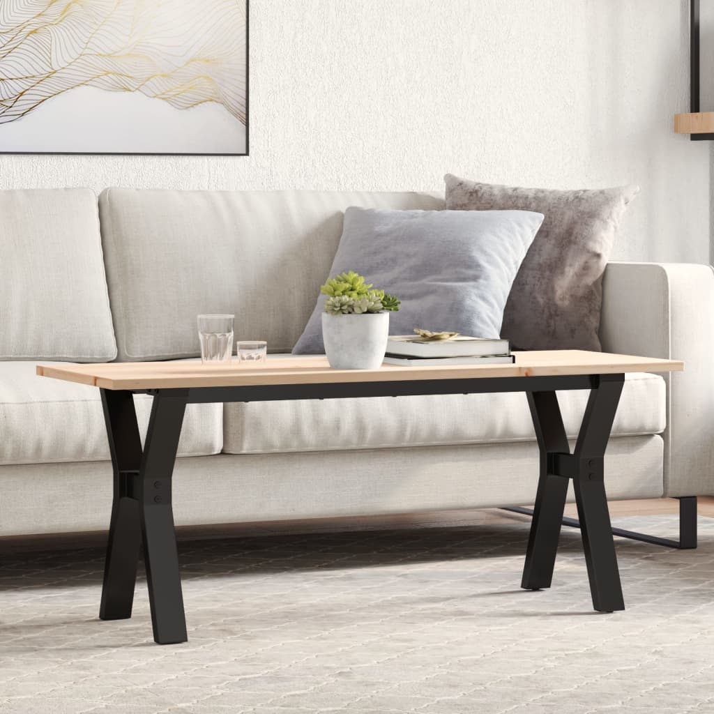 Salontafel Y-frame 110x40x45 cm massief grenenhout en staal is nu te koop bij PeponiXL, paradijselijk wonen!