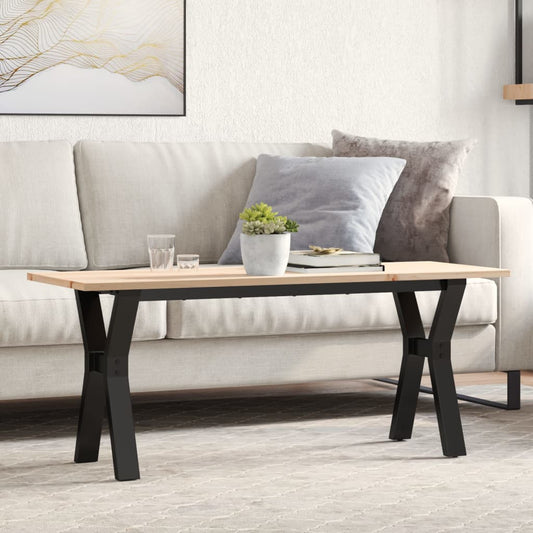 Salontafel Y-frame 110x40x45 cm massief grenenhout en staal is nu te koop bij PeponiXL, paradijselijk wonen!