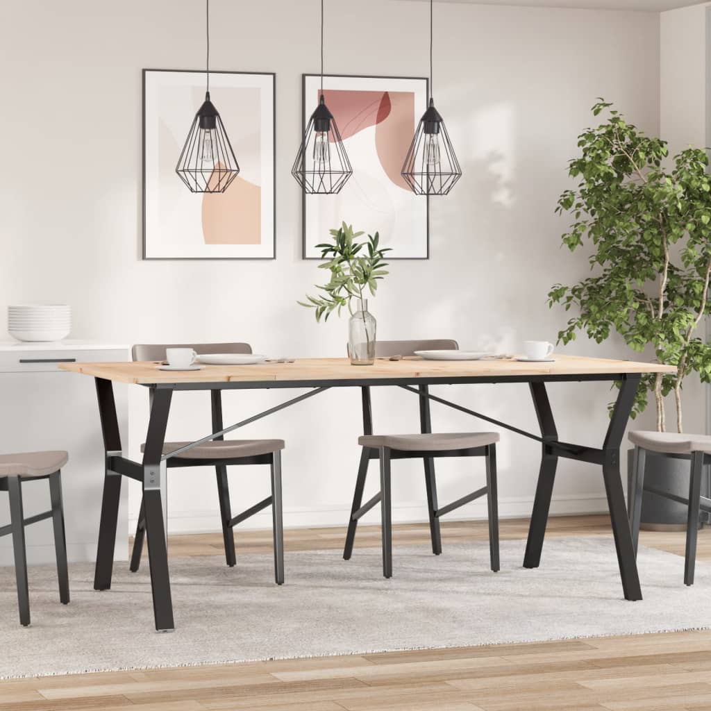 Eettafel Y-frame 180x90x75 cm massief grenenhout en staal is nu te koop bij PeponiXL, paradijselijk wonen!