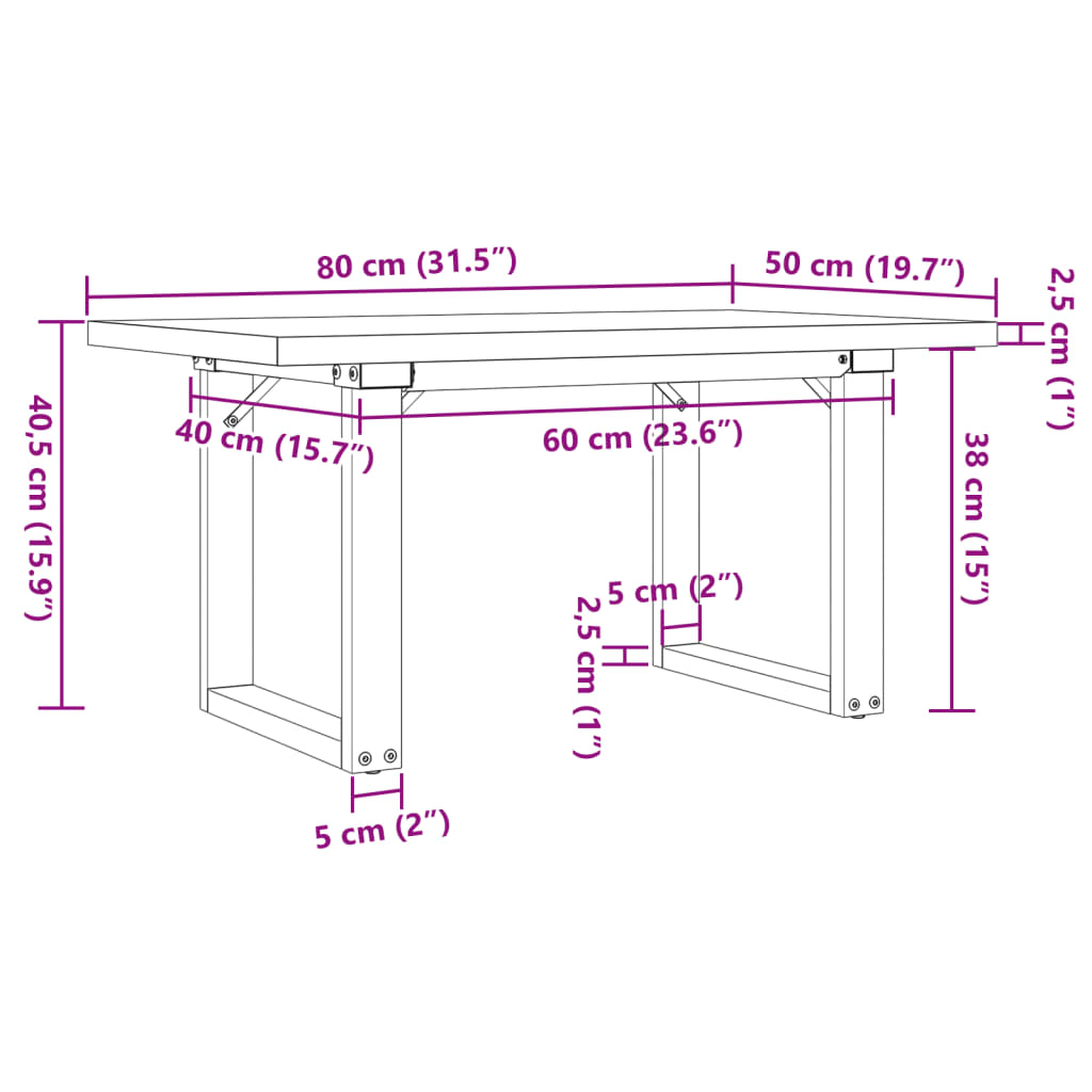 Salontafel O-frame 80x50x40,5 cm grenenhout en staal is nu te koop bij PeponiXL, paradijselijk wonen!