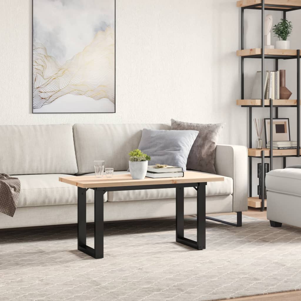 Salontafel O-frame 90x40x45,5 cm grenenhout en staal is nu te koop bij PeponiXL, paradijselijk wonen!
